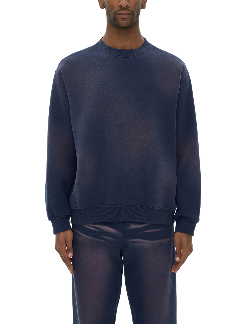 Streetwear Monkey Washed Dyed Fleece Royal Blue Pullover | Dropshipping-3